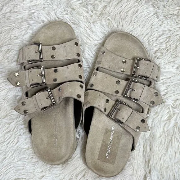 Rebecca Minkoff Womens Tania Open Toe Casual Slide Sandals Size 7.5M New