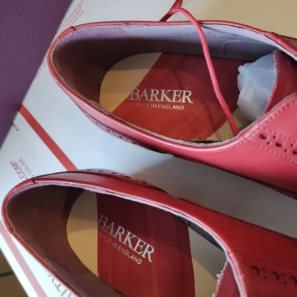 Red Leather Flats with Broguing Details