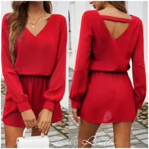 Red V-Neck Cutout Mini Dress