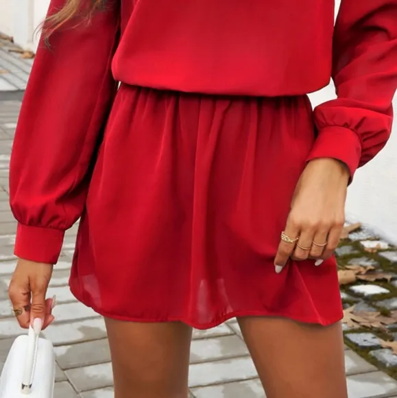 Red V-Neck Cutout Mini Dress