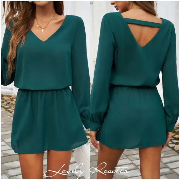 Red V-Neck Cutout Mini Dress