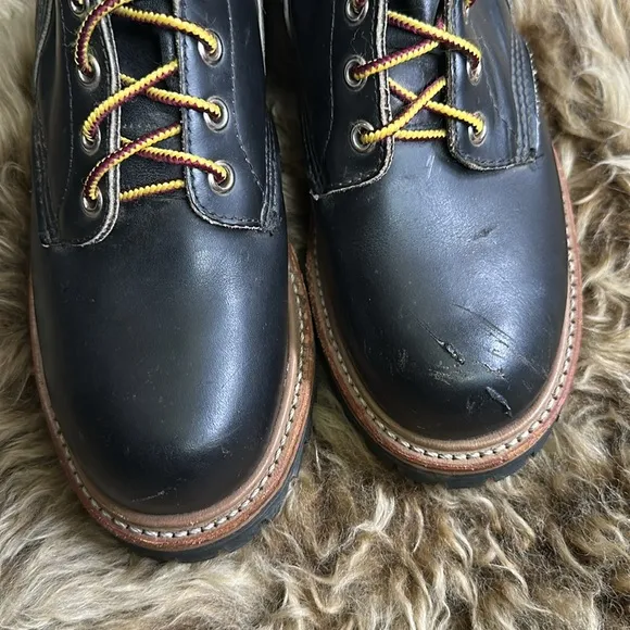 Red Wing Black Lace Up Boots with Rugged Sole