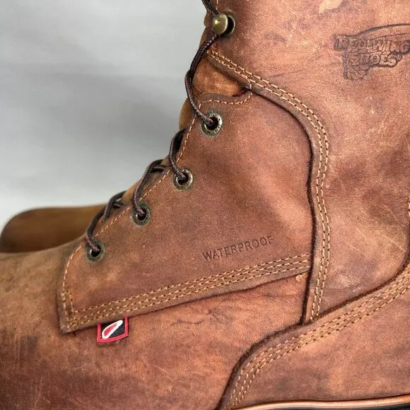 Red Wing DynaForce Boots Men's Size 13 Brown 8&quot; Waterproof Safety Toe Work Boots