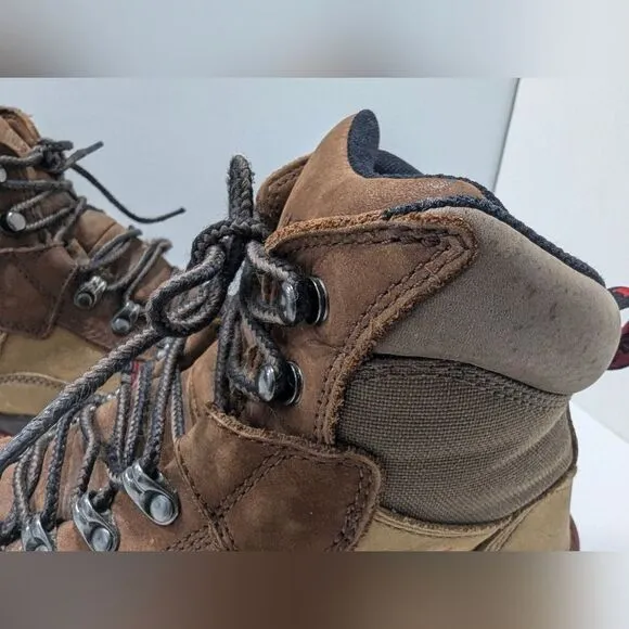 Red Wing leather brown steel toe waterproof work construction boots size 8.5