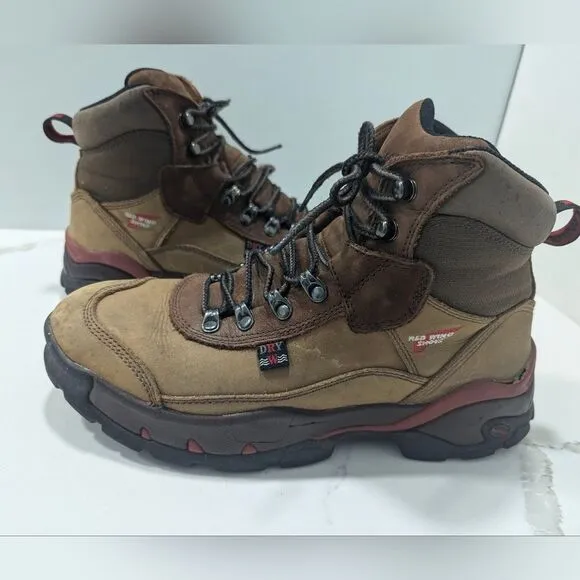Red Wing leather brown steel toe waterproof work construction boots size 8.5