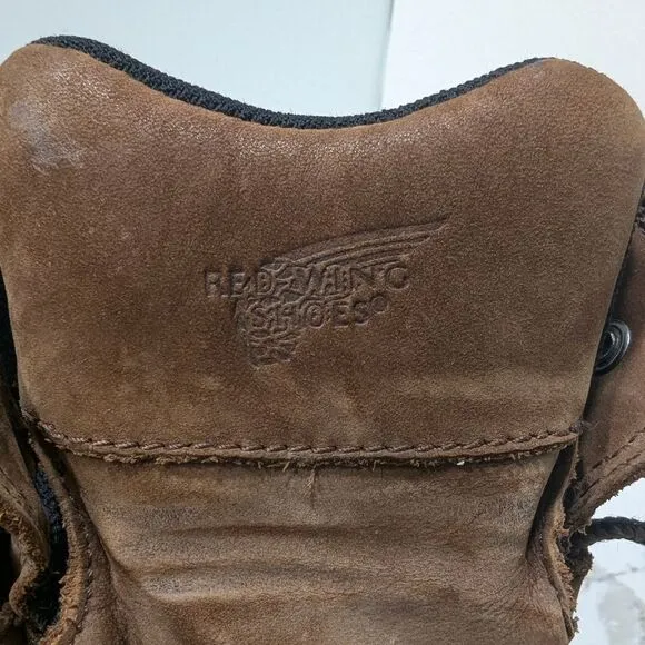 Red Wing leather brown steel toe waterproof work construction boots size 8.5