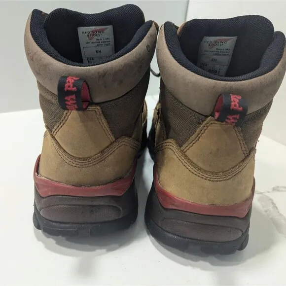 Red Wing leather brown steel toe waterproof work construction boots size 8.5