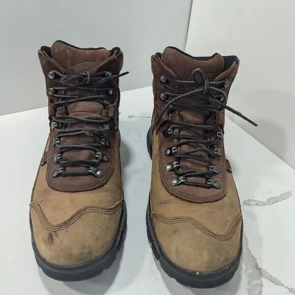 Red Wing leather brown steel toe waterproof work construction boots size 8.5