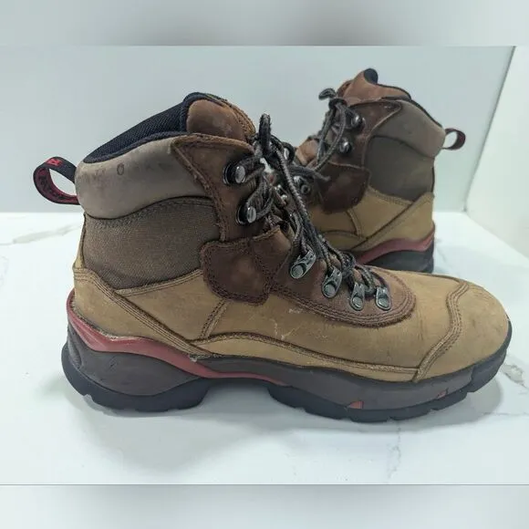 Red Wing leather brown steel toe waterproof work construction boots size 8.5