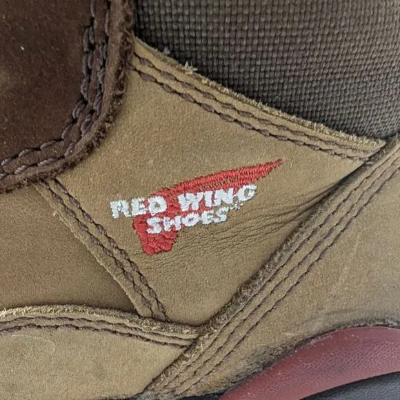Red Wing leather brown steel toe waterproof work construction boots size 8.5