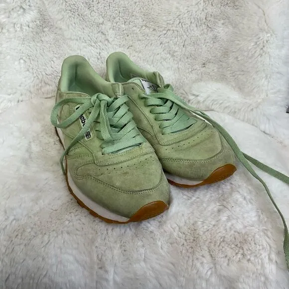 Reebok Men's Aloe Green Classic Leather Pastels Lace Up Sneakers Size 8