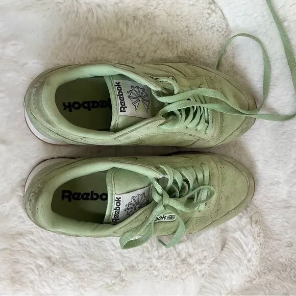 Reebok Men's Aloe Green Classic Leather Pastels Lace Up Sneakers Size 8