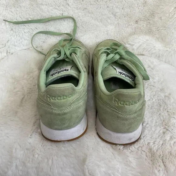 Reebok Men's Aloe Green Classic Leather Pastels Lace Up Sneakers Size 8
