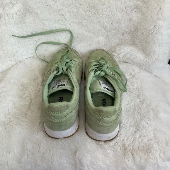 Reebok Men's Aloe Green Classic Leather Pastels Lace Up Sneakers Size 8