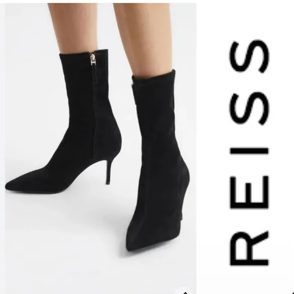 REISS Caley BlackPointed Kitten Heel Leather size 36 5.5US / 36EU $385