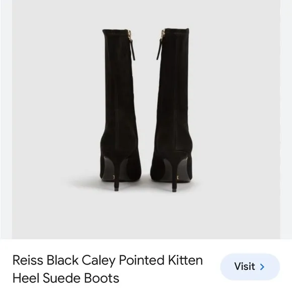 REISS Caley BlackPointed Kitten Heel Leather size 36 5.5US / 36EU $385