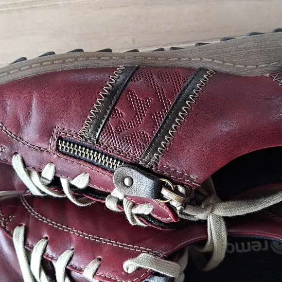 Remonte Tex Longueuil Rustic Leather Lace-Up Side Zipper Comfort Sneakers