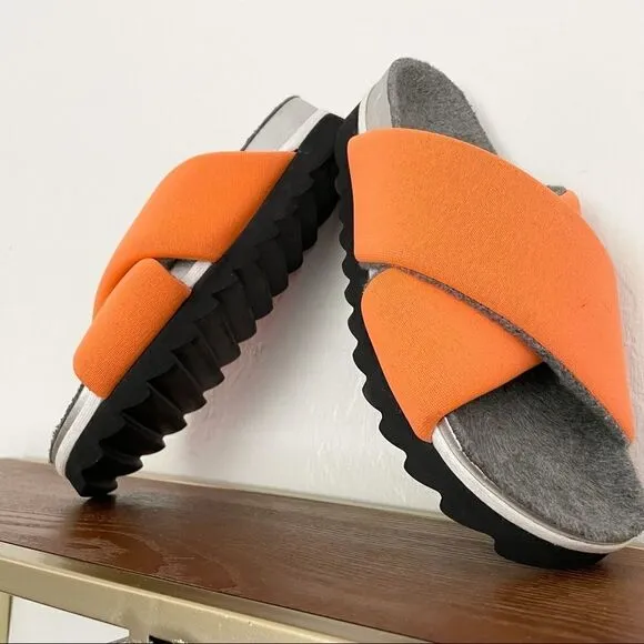 ROAM Dawn Orange Cross Slides Sandals 7
