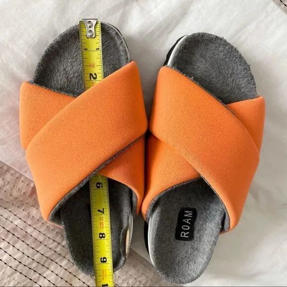 ROAM Dawn Orange Cross Slides Sandals 7