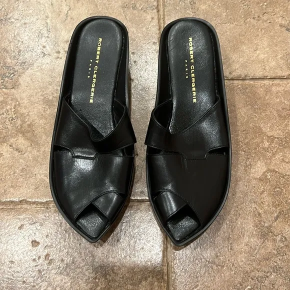Robert Clergerie Paris France Women Leather Slide Sandals Size 8.5