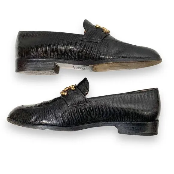 Robert Clergerie France Black Leather Loafer, Gold Trim, Shoes Women’s Size 7.5