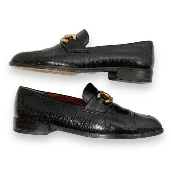 Robert Clergerie France Black Leather Loafer, Gold Trim, Shoes Women’s Size 7.5