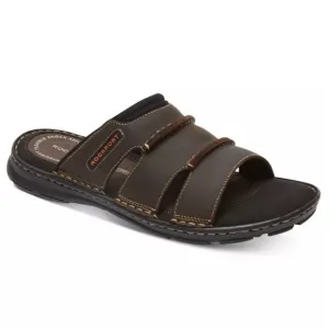 ROCKPORT Men's Brown Leather Slide Sandals