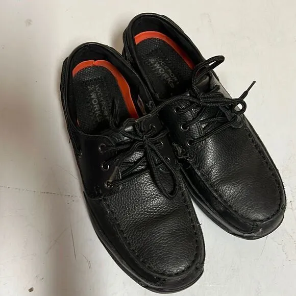 Rockport works steel toe safety shoes black loafers size 10M men/12m women