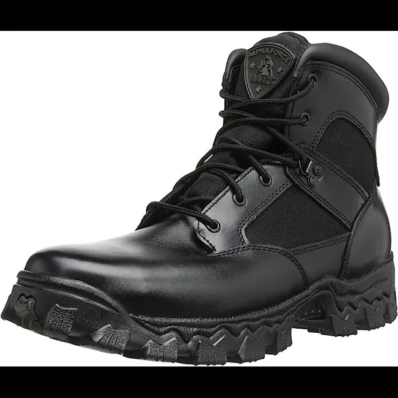 Rocky Mens Alpha Force Black Waterproof Boots 10.5