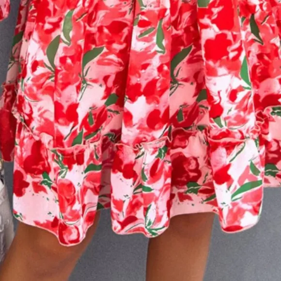 Romantic Backless Flounce Sleeve V-Neck Dress