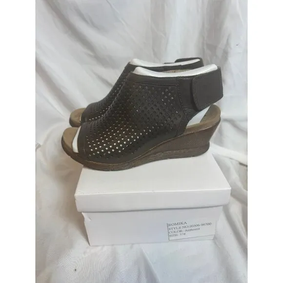 Romika Mokassetta Charcoal Grey Women’s Sandals Size: EU 37 US 6-6.5 Gray - NEW