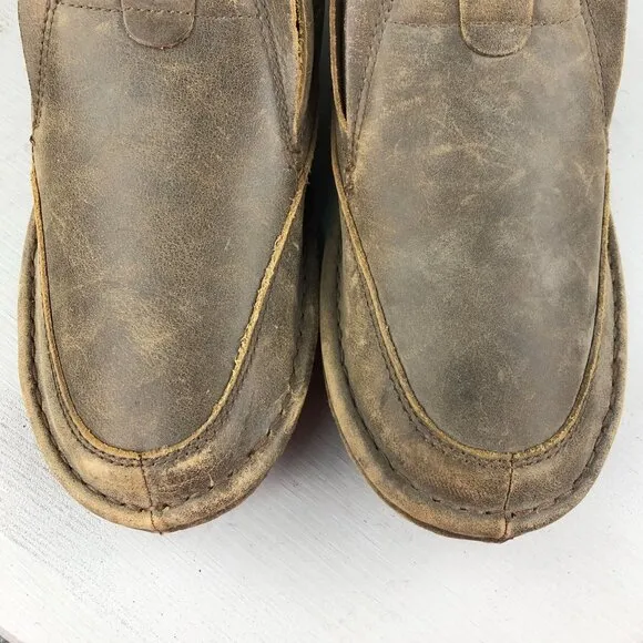 Roper Men's Size 9 Powerhouse Brown Leather Closed Toe Slip On Work Shoes Loafer
