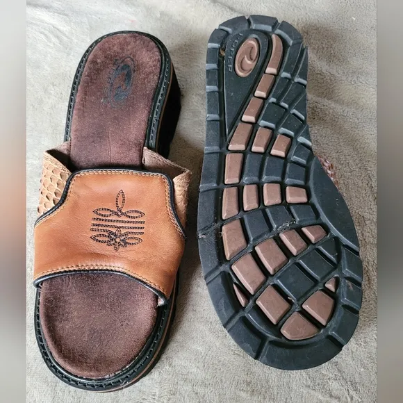 Roper Western Leather Slides