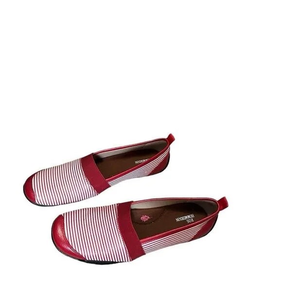 Ros Homnerson Carol loafers red &amp; white striped size 9.5SS