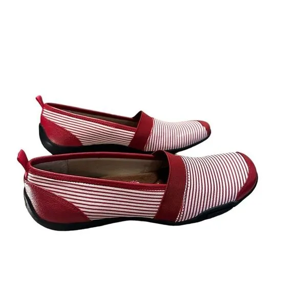 Ros Homnerson Carol loafers red &amp; white striped size 9.5SS