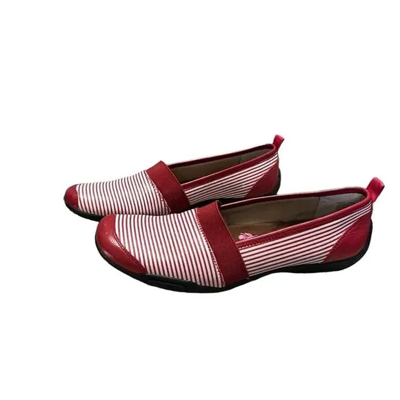 Ros Homnerson Carol loafers red &amp; white striped size 9.5SS