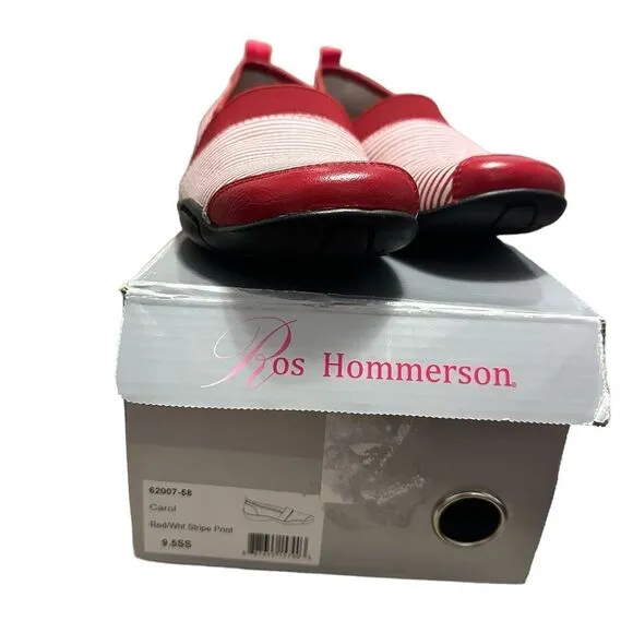 Ros Homnerson Carol loafers red &amp; white striped size 9.5SS