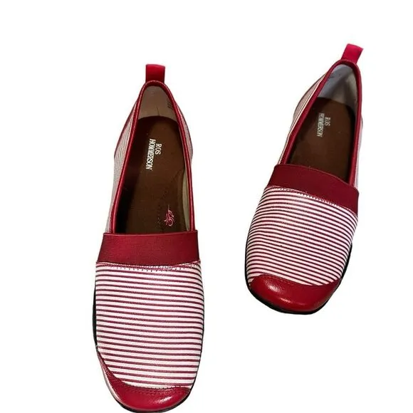 Ros Homnerson Carol loafers red &amp; white striped size 9.5SS