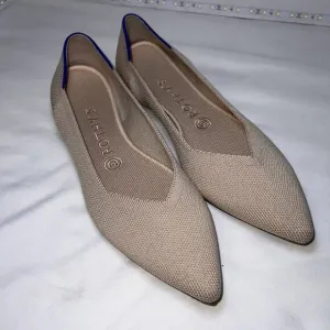 Rothy's Ballet Flats Women’s Size 8.5 The Point Ecru Knit Textile Flats Washable
