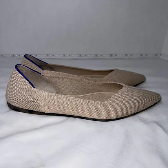 Rothy's Ballet Flats Women’s Size 8.5 The Point Ecru Knit Textile Flats Washable