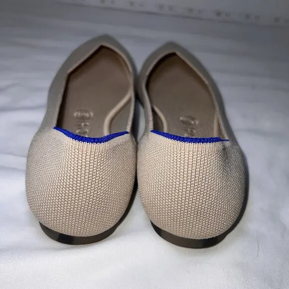Rothy's Ballet Flats Women’s Size 8.5 The Point Ecru Knit Textile Flats Washable