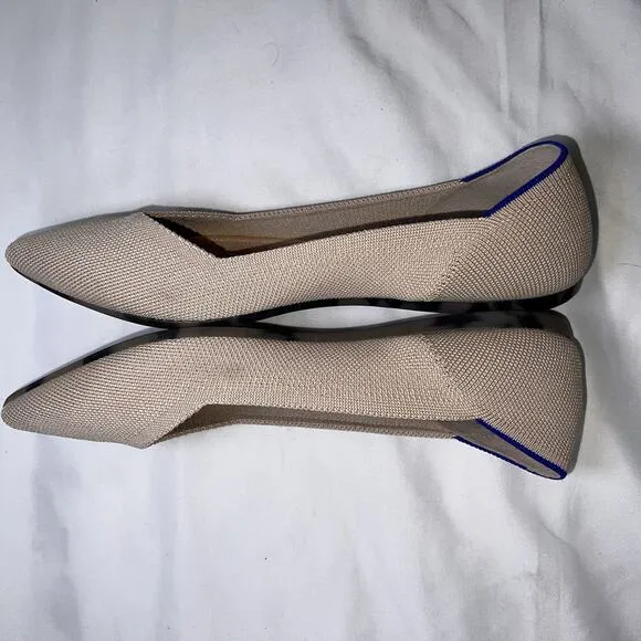 Rothy's Ballet Flats Women’s Size 8.5 The Point Ecru Knit Textile Flats Washable