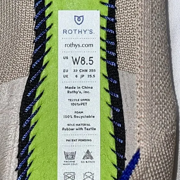 Rothy's Ballet Flats Women’s Size 8.5 The Point Ecru Knit Textile Flats Washable