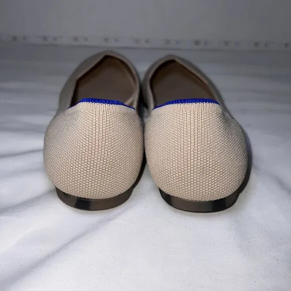 Rothy's Ballet Flats Women’s Size 8.5 The Point Ecru Knit Textile Flats Washable