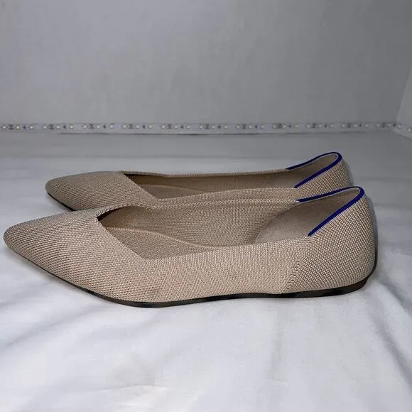 Rothy's Ballet Flats Women’s Size 8.5 The Point Ecru Knit Textile Flats Washable