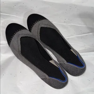 Rothy's Black and Gray Flats 8.5 rounded toe