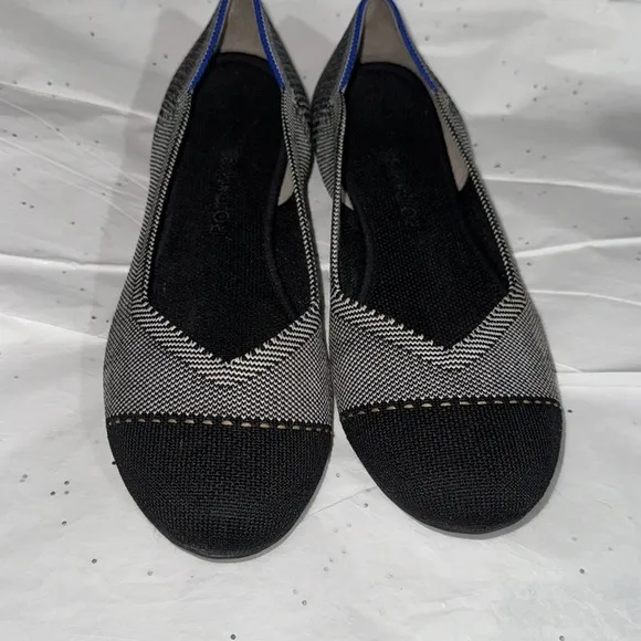 Rothy's Black and Gray Flats 8.5 rounded toe