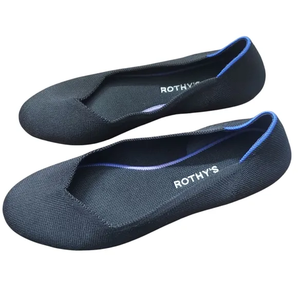 Rothy's Black Flats Minimalist and Versatile Rounded Toe Size 11.5