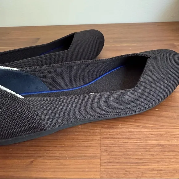 ROTHY’S Black Halo Round Toe Textile Woven Slip On Ballet Flats, size 9W