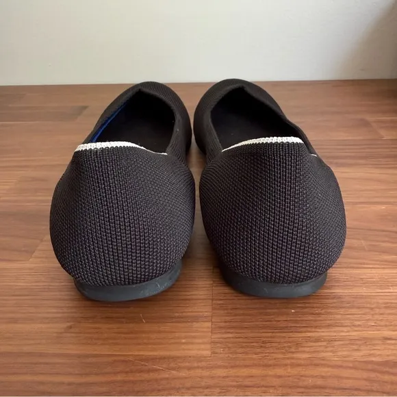 ROTHY’S Black Halo Round Toe Textile Woven Slip On Ballet Flats, size 9W